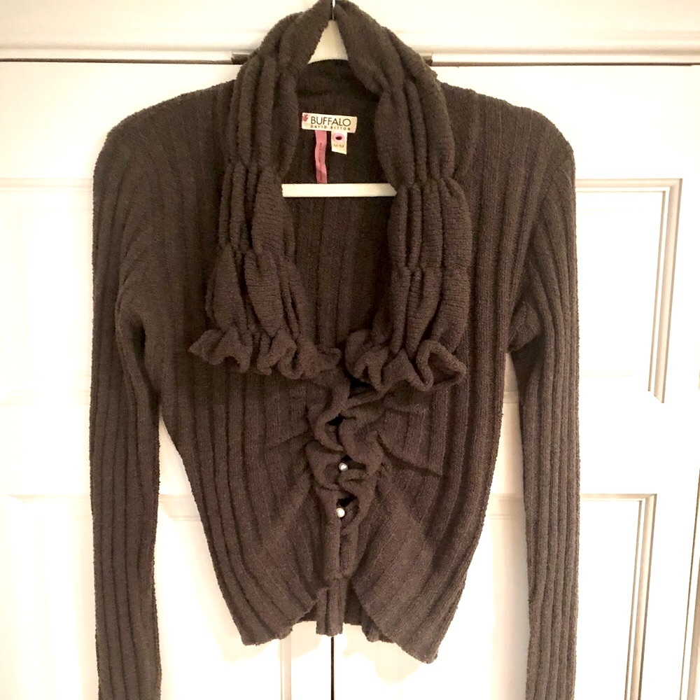 Buffalo knit Cardigan Ruffled Size Medium Sweater
